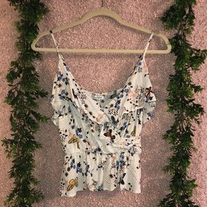 Love, Fire - White Floral Crop - Size S
